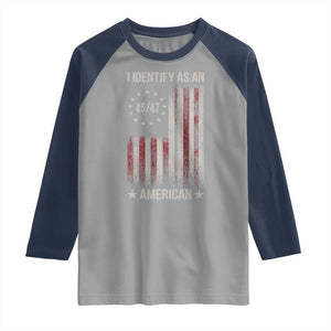 Trump Support Raglan Shirt 45 47 I Identify As An American TS09 Sport Gray Navy Print Your Wear