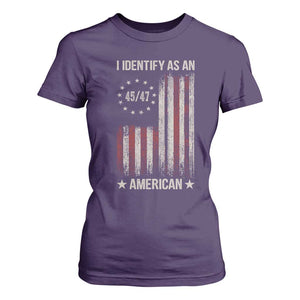 Trump Support T Shirt For Women 45 47 I Identify As An American TS09 Purple Print Your Wear
