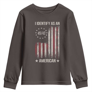 Trump Support Youth Sweatshirt 45 47 I Identify As An American TS09 Dark Chocolate Print Your Wear