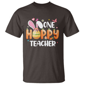 Easter Day Cute One Hoppy Teacher Bunny Carrot T Shirt TS09 Dark Chocolate Printyourwear