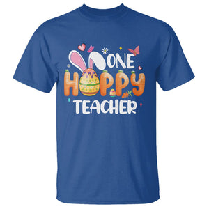 Easter Day Cute One Hoppy Teacher Bunny Carrot T Shirt TS09 Royal Blue Printyourwear