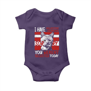 Funny Cat I Have Selective Hearing You Weren't Selected Baby Onesie TS09 Purple Print Your Wear