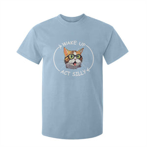 Funny Cat Meme T Shirt For Kid Wake Up Act Silly TS09 Light Blue Print Your Wear