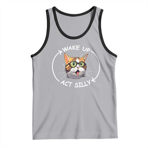 Funny Cat Meme Tank Top Wake Up Act Silly TS09 Athletic Heather Black Print Your Wear