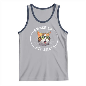Funny Cat Meme Tank Top Wake Up Act Silly TS09 Athletic Heather Navy Print Your Wear