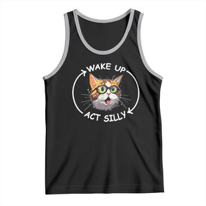 Funny Cat Meme Tank Top Wake Up Act Silly TS09 Black Athletic Heather Print Your Wear