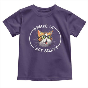Funny Cat Meme Toddler T Shirt Wake Up Act Silly TS09 Purple Print Your Wear