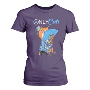 Funny Adult Joke Meme Only Cat T Shirt For Women TS09 Purple Print Your Wear