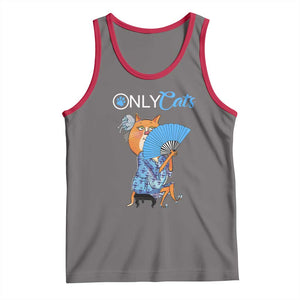 Funny Adult Joke Meme Only Cat Tank Top TS09 Deep Heather Red Print Your Wear