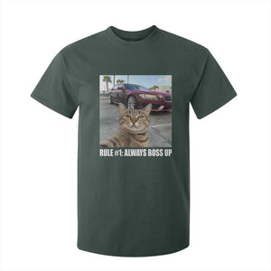 Funny Cat Meme T Shirt For Kid Rule No.1 Always Boss Up TS09 Dark Forest Green Print Your Wear