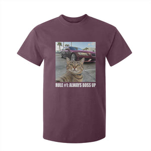 Funny Cat Meme T Shirt For Kid Rule No.1 Always Boss Up TS09 Maroon Print Your Wear