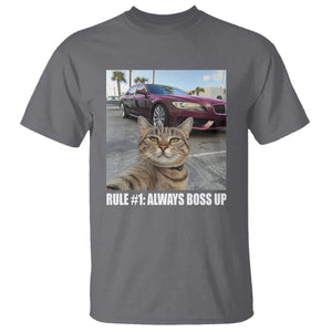 Funny Cat Meme T Shirt Rule No.1 Always Boss Up TS09 Charcoal Print Your Wear