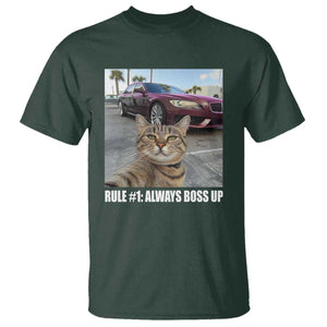 Funny Cat Meme T Shirt Rule No.1 Always Boss Up TS09 Dark Forest Green Print Your Wear