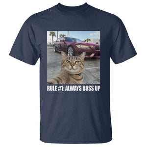Funny Cat Meme T Shirt Rule No.1 Always Boss Up TS09 Navy Print Your Wear