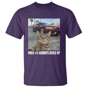 Funny Cat Meme T Shirt Rule No.1 Always Boss Up TS09 Purple Print Your Wear