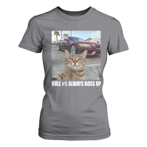 Funny Cat Meme T Shirt For Women Rule No.1 Always Boss Up TS09 Charcoal Print Your Wear