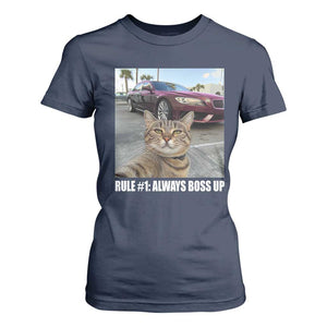 Funny Cat Meme T Shirt For Women Rule No.1 Always Boss Up TS09 Navy Print Your Wear