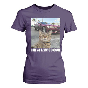 Funny Cat Meme T Shirt For Women Rule No.1 Always Boss Up TS09 Purple Print Your Wear