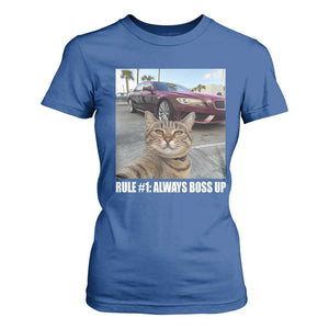 Funny Cat Meme T Shirt For Women Rule No.1 Always Boss Up TS09 Royal Blue Print Your Wear