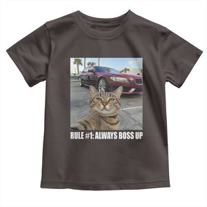Funny Cat Meme Toddler T Shirt Rule No.1 Always Boss Up TS09 Dark Chocolate Print Your Wear