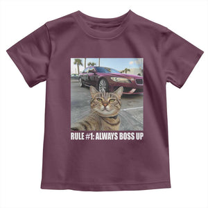 Funny Cat Meme Toddler T Shirt Rule No.1 Always Boss Up TS09 Maroon Print Your Wear