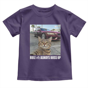 Funny Cat Meme Toddler T Shirt Rule No.1 Always Boss Up TS09 Purple Print Your Wear
