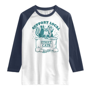 Funny Support Local Street Cat Raglan Shirt Raccoon Opossum Skunk Garbage Crew TS09 White Navy Print Your Wear