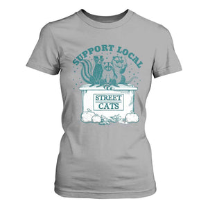 Funny Support Local Street Cat T Shirt For Women Raccoon Opossum Skunk Garbage Crew TS09 Sport Gray Print Your Wear