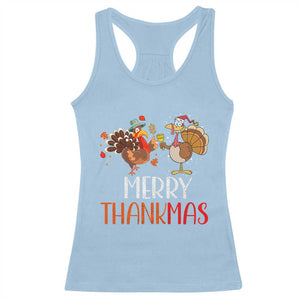 Merry Thankmas Racerback Tank Top Santa Turkey Costume Thanksgiving Christmas TS09 Light Blue Print Your Wear