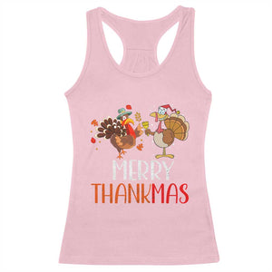 Merry Thankmas Racerback Tank Top Santa Turkey Costume Thanksgiving Christmas TS09 Light Pink Print Your Wear