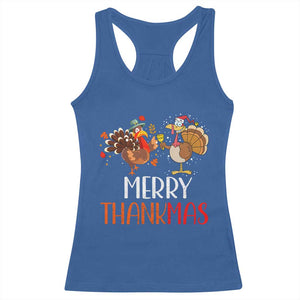 Merry Thankmas Racerback Tank Top Santa Turkey Costume Thanksgiving Christmas TS09 Royal Blue Print Your Wear