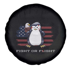 Fight or Flight Meme Cool Penguin Pun Patriotic US Flag Spare Tire Cover TS09 Print Your Wear