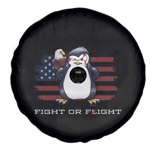 Fight or Flight Meme Cool Penguin Pun Patriotic US Flag Spare Tire Cover TS09 Print Your Wear