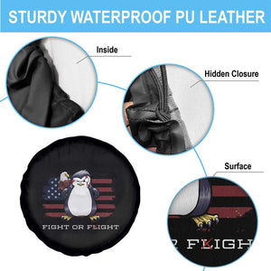 Fight or Flight Meme Cool Penguin Pun Patriotic US Flag Spare Tire Cover TS09 Print Your Wear