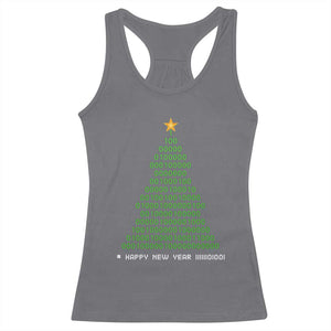Funny Binary Christmas Tree Racerback Tank Top HAPPY NEW YEAR 11111101001 TS09 Charcoal Print Your Wear