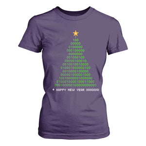 Funny Binary Christmas Tree T Shirt For Women HAPPY NEW YEAR 11111101001 TS09 Purple Print Your Wear
