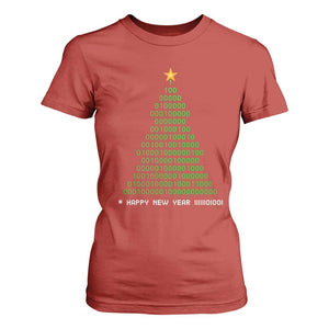 Funny Binary Christmas Tree T Shirt For Women HAPPY NEW YEAR 11111101001 TS09 Red Print Your Wear