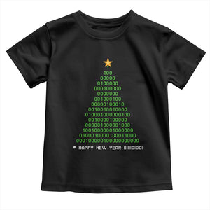 Funny Binary Christmas Tree Toddler T Shirt HAPPY NEW YEAR 11111101001 TS09 Black Print Your Wear