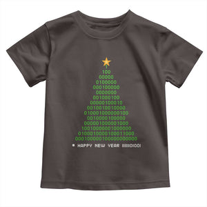 Funny Binary Christmas Tree Toddler T Shirt HAPPY NEW YEAR 11111101001 TS09 Dark Chocolate Print Your Wear