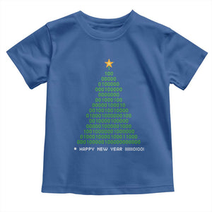 Funny Binary Christmas Tree Toddler T Shirt HAPPY NEW YEAR 11111101001 TS09 Royal Blue Print Your Wear