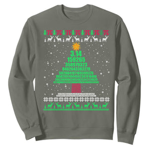 Funny Xmas Math Pi Christmas Tree Sweatshirt TS09 Military Green Print Your Wear