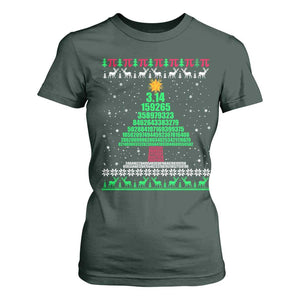 Funny Xmas Math Pi Christmas Tree T Shirt For Women TS09 Dark Forest Green Print Your Wear