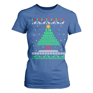 Funny Xmas Math Pi Christmas Tree T Shirt For Women TS09 Royal Blue Print Your Wear