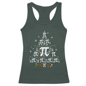 Funny Christmas Math Teacher Racerback Tank Top Pi Christmas Tree TS09 Dark Forest Green Print Your Wear