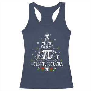 Funny Christmas Math Teacher Racerback Tank Top Pi Christmas Tree TS09 Navy Print Your Wear