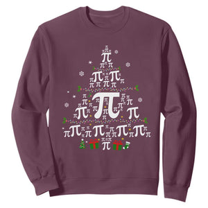 Funny Christmas Math Teacher Sweatshirt Pi Christmas Tree TS09 Maroon Print Your Wear