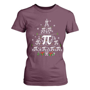 Funny Christmas Math Teacher T Shirt For Women Pi Christmas Tree TS09 Maroon Print Your Wear
