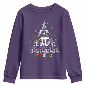 Funny Christmas Math Teacher Youth Sweatshirt Pi Christmas Tree TS09 Purple Print Your Wear