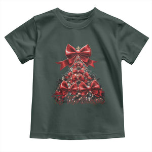 Christmas Tree Coquette Tis The Season Toddler T Shirt TS09 Dark Forest Green Print Your Wear