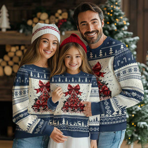 Christmas Tree Coquette Tis The Season Ugly Christmas Sweater TS09 Navy Print Your Wear